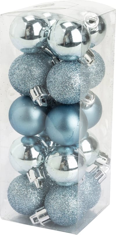 Cosy & Trendy Kleine kerstballen - 20x st - ijsblauw - D3 cm - kunststof - kerstversiering