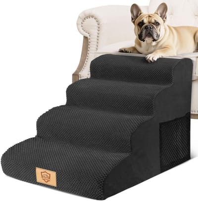 Dailygoods- Hondentrap voor kleine honden - 4 Treden - Huisdiertrap - Machinewasbare Overtrek - Schuimrubberen Trap - Veilig voor Huisdieren - Huisdierladder