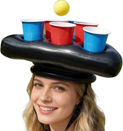 Opblaasbare bekerhouder, opblaasbare bekerhouder voor zwembad, drijvende bekerhouder in driehoekige vorm, compact, licht en robuust opvouwbaar pvc, blikjes voor kopjes met stabiele grip, legen