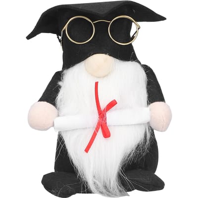 Afstudeer Gnoom Pop Kleine Gnoom Sierobject Gezichtsloze Pop met Baard voor Afstudeer Decoratie black