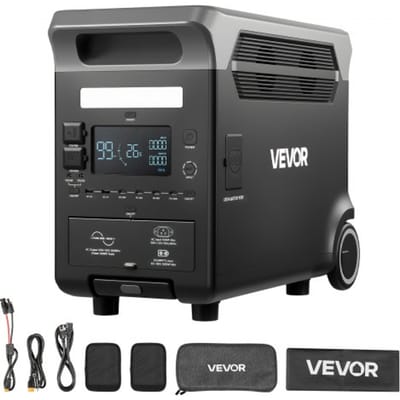 VEVOR draagbaar energiestation 3600 W, 3840 Wh, zonnegenerator met 10 uitgangspoorten, 6 instelbare ingangsvermogens, LiFePO4-batterijback-up (zonnepaneel NIET inbegrepen)
