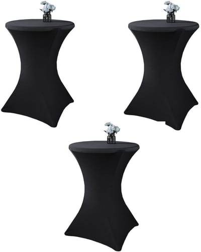 GELLDG 3-delig zwart hoog tafelkleed - gemakkelijk in gebruik - geschikt voor staande tafels - rekbaar tafelkleed - geschikt voor bruiloften, feesten en andere gelegenheden - 80 x 110 cm