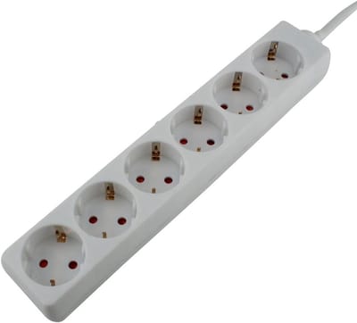 Tafelstopcontact - Stekkerdoos - Werkplek Organisatie - Zes Geplaatste Stopcontacten - 3 Meter Kabel - Wit