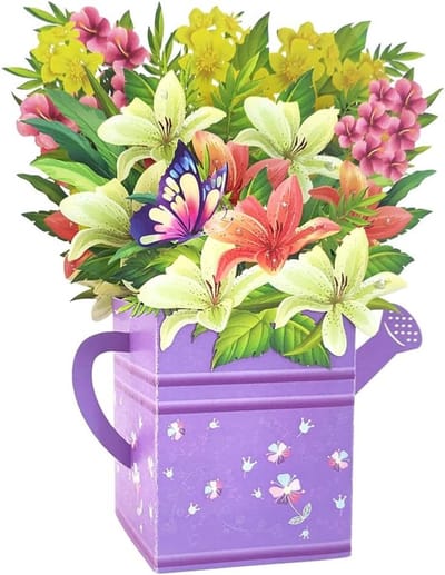 3D Bloemenkaart met Lelies en Envelop voor Leraren, Verjaardagen, Moederdag en Valentijnsdag, Perfect Cadeau voor Vrouwen en Moeders