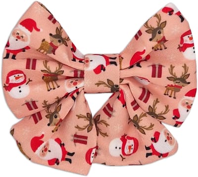 Kerst Damesstrikje Voor Honden - Feestelijk Strikje Voor Teefjes - Roze - Kerstman - Sneeuwman - Cuddly Christmas - Paw My God! - Maat L