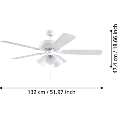 EGLO Las Palmas Plafondlamp met ventilator - 132cm - AC longer life - Wit