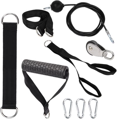 Katrol Kabelsysteem - Fitness Touw - Arm Krachttraining - 360 Graden Roterend - 2 Meter Kabel - Zwart