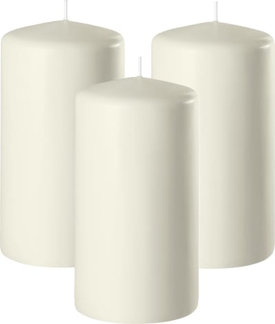 Enlightening Candles Cilinderkaars/stompkaars - 3x - ivoor wit - D6 x H10 cm - 36 branduren - Dikke kaarsen - Voor kandelaar of plateau