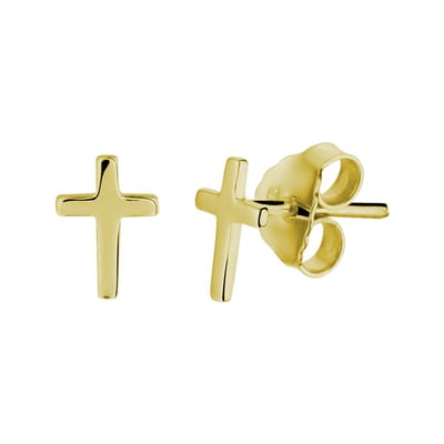 YO&NO - Oorbellen - Oorknoppen - kruis - 5/7.5mm - Sieraden vrouw - Heren - Verguld - Zilver 925