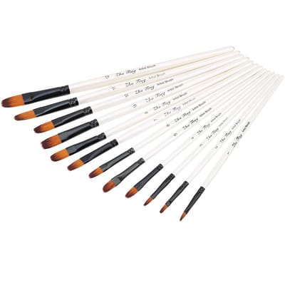 12 stuks Tekenpenseel Set Kunst Gouache Waterverf Olieverf Gereedschap (01) white