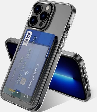 Casemania Hoesje Geschikt voor Apple iPhone 13 Pro Max - Transparant - Siliconen Back Cover met Kaarthouder