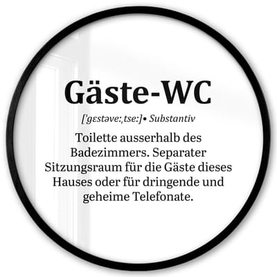 Poster in lijst Rond - Fotolijst 40x40 cm - Posters - Quote - Definitie - Gäste-wc - Wit - Ronde posterlijst zwart - Decoratie - Wanddecoratie woonkamer - Muurdecoratie slaapkamer