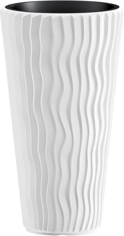 Bloempot Buiten Hoog Rond Sandy Slim 30cm WIT Prosperplast