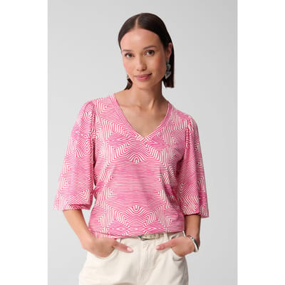 Shoeby La-sbrib Jersey Ruffle Top Pink Maat: S | Blouses Outlet | Dames | Roze