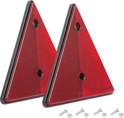 SnelShoppen - 2 Rode Driehoekige Reflectoren voor Caravan en Van, E11 Goedgekeurd, 150 x 10 x 132 mm, Veiligheidsaccessoires voor Auto's en Campers