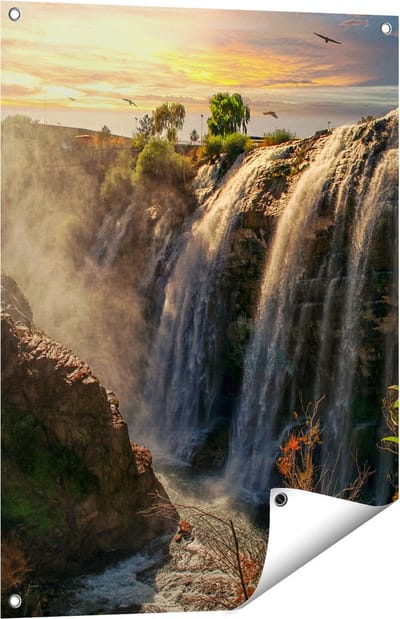 Gards Tuinposter Watervallen vanaf de Kliffen - 60x80 cm - Tuindoek - Tuindecoratie - Wanddecoratie buiten - Tuinschilderij