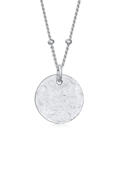 Elli - Halsketting - Dames Bol Plaatje Hanger Gehamerd in 925 Sterling Zilver - Dames