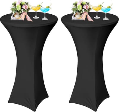 2 Stuks Cocktail Tafelhoezen Zwart Elastisch - Perfect voor Sta- en Bistrotafels