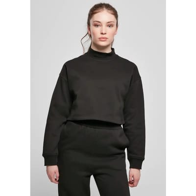 Urban Classics - Oversized High Neck Crew Crop Sweater/Trui - XS - Zwart