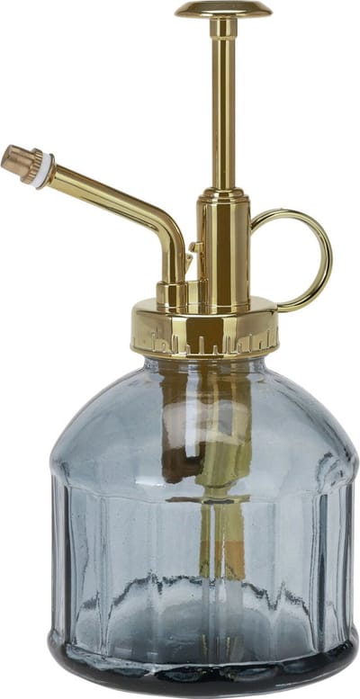 HS Collection Plantenspuit - water vernevelaar - glas - zwart/goud - 16 cm - vintage look