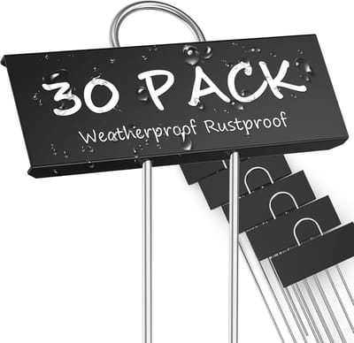 Metalen Plantenlabels voor Tuin en Kas - 30 Stuks Weerbestendig - Hoogte 27 cm - Labeloppervlak 9 × 3 cm - Herbruikbaar voor Groenten Kruiden Bloemen en Zaailingen - Geschikt voor Buitentuin en Kaskas - Zwart