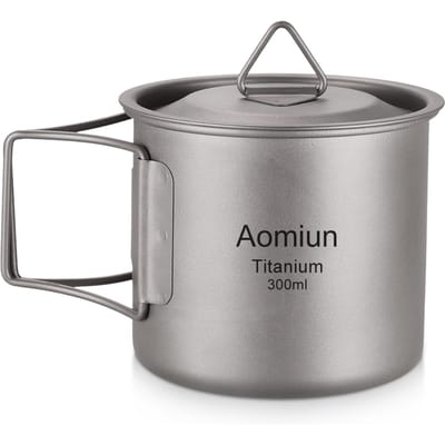 Aomiun Ultralichte Titanium Beker Outdoor Draagbare 2-delige Bekerset 300ml 650ml Camping Picknick Waterbeker 300ML