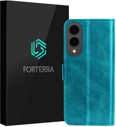 Hoesje Geschikt voor Samsung Galaxy S25 Edge - Luxe Bookcase - Walletcase Hoes - Portemonnee - Cover - Turquoise
