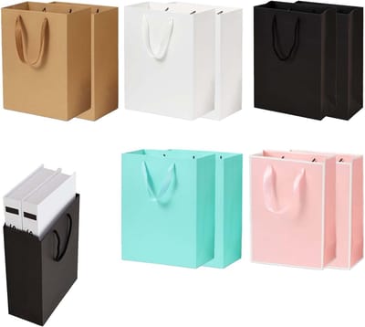 Set van 10 luxe papieren geschenkzakken met handvatten – 20x10x28cm – 5 kleuren – Perfecte cadeauverpakking voor feesten, verjaardagen en bedrijven