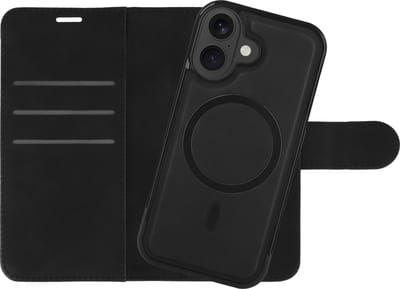 Just in Case uitneembare 2-in-1 Bookcase geschikt voor iPhone 17 - geschikt voor Magsafe - Hoesje met Pasjeshouder - Zwart