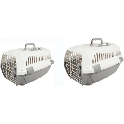 Flamingo Transportkooi "Globe" – Grijs – 57 x 35 x 37 cm – Ruime Reiskooi voor Katten en Kleine Honden