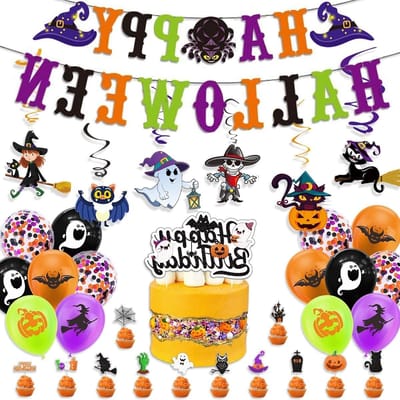 Halloween Decoratieset voor Interieur, Herbruikbare Banners, Spookachtige Versieringen met Bats, Pompoenen en Decoraties voor Muren en Deuren