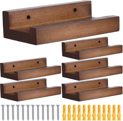 Platenhouder Muur - Album Organizer - Muziek Collectie - Stabiel Hout Ontwerp - 10x6x2.5cm Per Stuk - Houtkleur