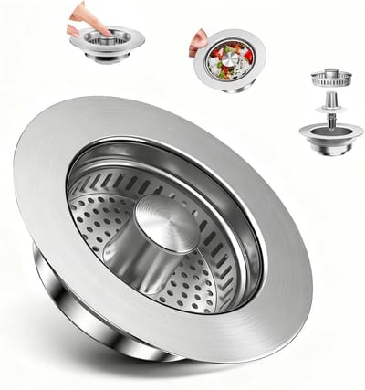Universele gootsteenstop, verstoppingsvrij en geurwerend, pop-up afvoerstop voor gootstenen (geschikt voor afvoergaten van 70–86 mm)