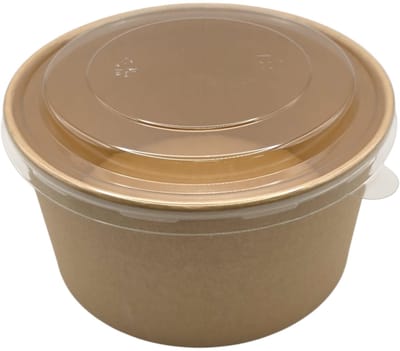100 Stuks Kartonnen Saladebakjes met deksel - 1000 ml Kraft Salade bowl - pokébowl - saladebakken met deksel - 1000cc - bruin bakje - Ronde saladeschaal met deksel - 1000ml - lunchbox - rond bakje - bakje - bakjes met deksel - takeaway bakjes