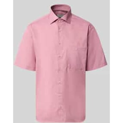 ETERNA comfort fit overhemd korte mouw - structuur - rood - Strijkvrij - Boordmaat: 40 (EU maat: M)