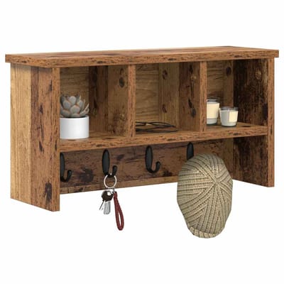 vidaXL - Wandgemonteerde - kapstok - Muurmontage - Oudhout - 50 - x - 16 - x - 26 - cm