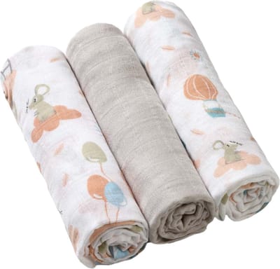 Babyono - Bamboe Luier - Beige Muizen - 70x70cm - 3 Stuks