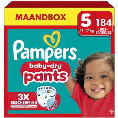 Pampers Baby-Dry Pants Luierbroekjes Maat 5 - 184 Luierbroekjes- (11-17KG) - Voordeelverpakking