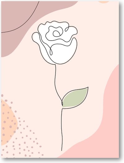 Witte Roos Abstract - 30x40 Poster Staand - Besteposter - Minimalist - Natuur - Bloemen