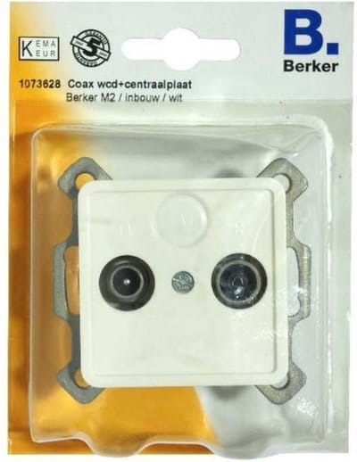 BERKER M2 coax wcd + centraalplaat, inbouw | WIT