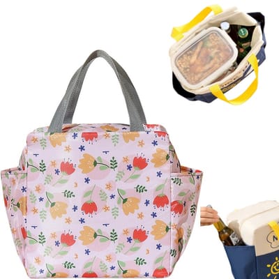 Lunchtas – Unisex – Herbruikbaar – Geïsoleerde lunchtas – Lekvrije en koelhoudende tas – Voedseldrager – Opbergtas – Essentieel voor op reis – Bento-tas met verdikte aluminiumfolie – Ideaal voor het inpakken van lunches – 25 x 25 x 14 cm