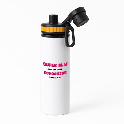 Hacebo® - super blij met een lieve schoonzus zoals jij waterfles met draaidop oranje - Zus - de liefste schoonzus - verjaardag - cadeautje voor zus - zus artikelen - kado - geschenk - water fles - 850ML
