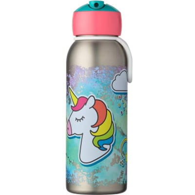 Mepal Isoleerfles flip-up Campus - 350 ml - 12 uur koud / 4 uur warm - Drinkfles met rietje voor kinderen - Unicorn