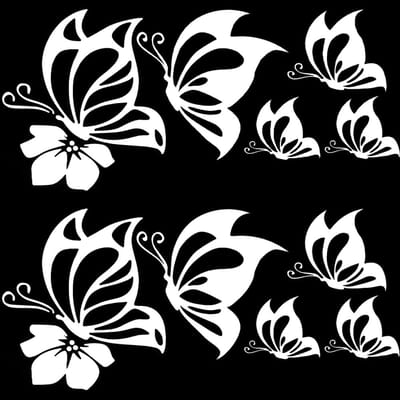 Dailygoods- Autostickers Set - Grote Vlinder Stickers - Reflecterende Stickers - Waterdichte Stickers - Vinyl Stickers - Kussen Hibiscus - Autobelettering