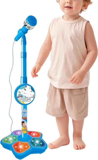 Kinderen Microfoon - Speelgoedluidspreker Karaoke - Zingen en Optreden - Geïntegreerde Luidspreker - 6 x 21 x 6 cm - Blauw