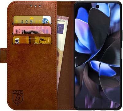 Rosso Element Geschikt voor Google Pixel 9 / 9 Pro | Wallet Book Case | Portemonnee Hoesje | 3 Pasjes | Magneetsluiting | Stand Functie | Bruin