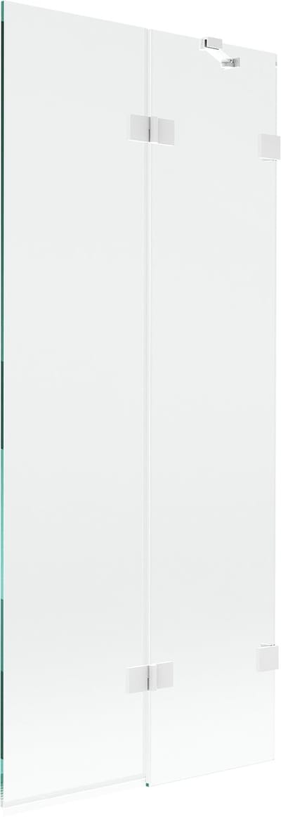 Mexen Lunar badwand 2-delig rechts 80 x 150 , transparant, wit - 897-080-100-20-00-P