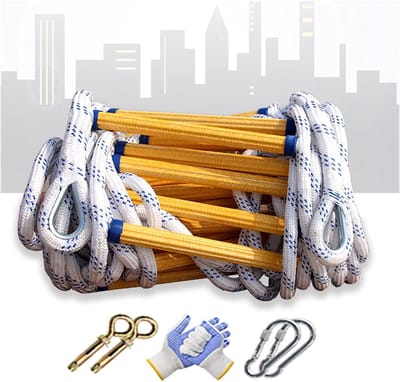 Touwladder - Veiligheidladder Ontsnapping - Noodsituaties Ontvluchten - Stevig Hars Ontwerp - 12 Meter - Geel