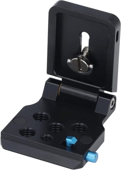 Vouwbare L-beugel voor camera's met snelkoppelingsplaat, ondersteuning voor verticale en horizontale positionering, geschikt voor Arca-standaard DSLR's met 1/4 en 3/8 inch schroefgaten.