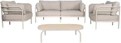 Zuiver Vista Tuin Loungeset bank + tafel + 2 fauteuils - Beige